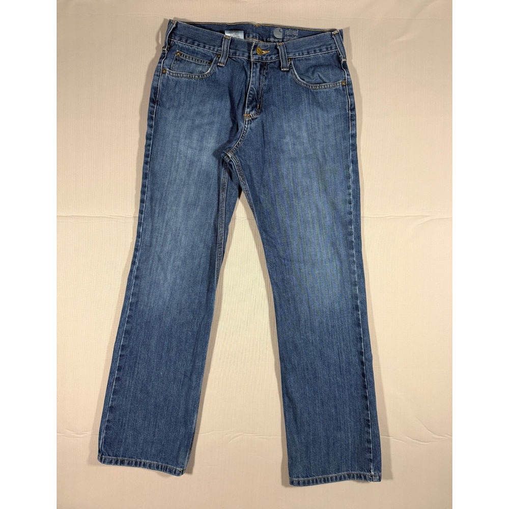 Carhartt Relaxed Straight Leg Jeans Mens 32x30 Medium Wash Blue Denim B320 WTB